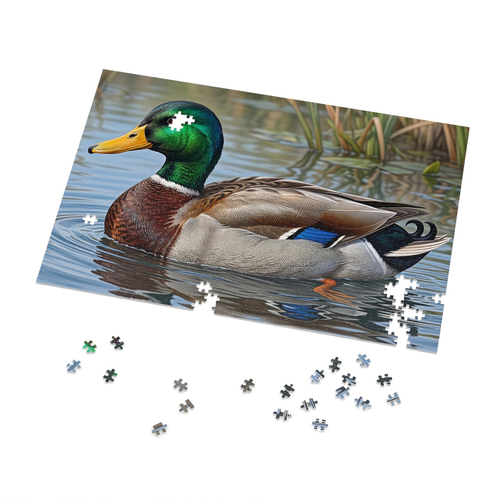 Mallard Duck Jigsaw Puzzle with Tin — Realistic Waterfowl Puzzle Gift