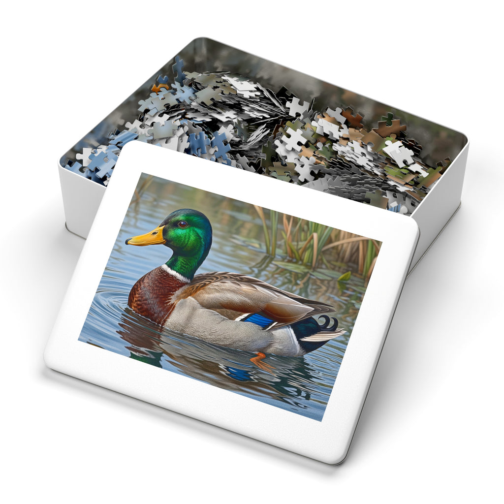 Mallard Duck Jigsaw Puzzle with Tin — Realistic Waterfowl Puzzle Gift
