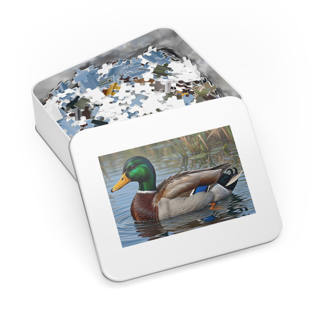 Mallard Duck Jigsaw Puzzle with Tin — Realistic Waterfowl Puzzle Gift