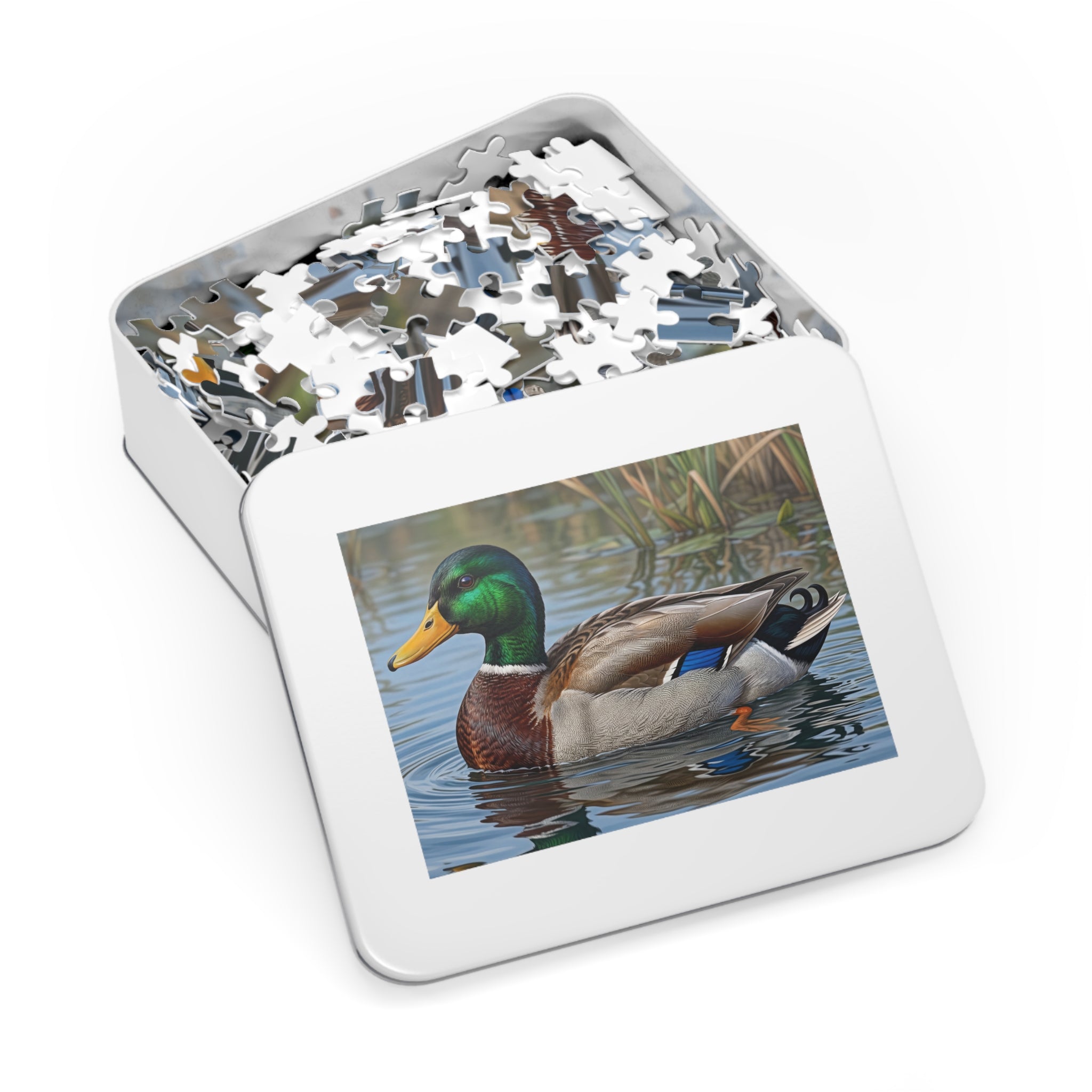 Mallard Duck Jigsaw Puzzle with Tin — Realistic Waterfowl Puzzle Gift