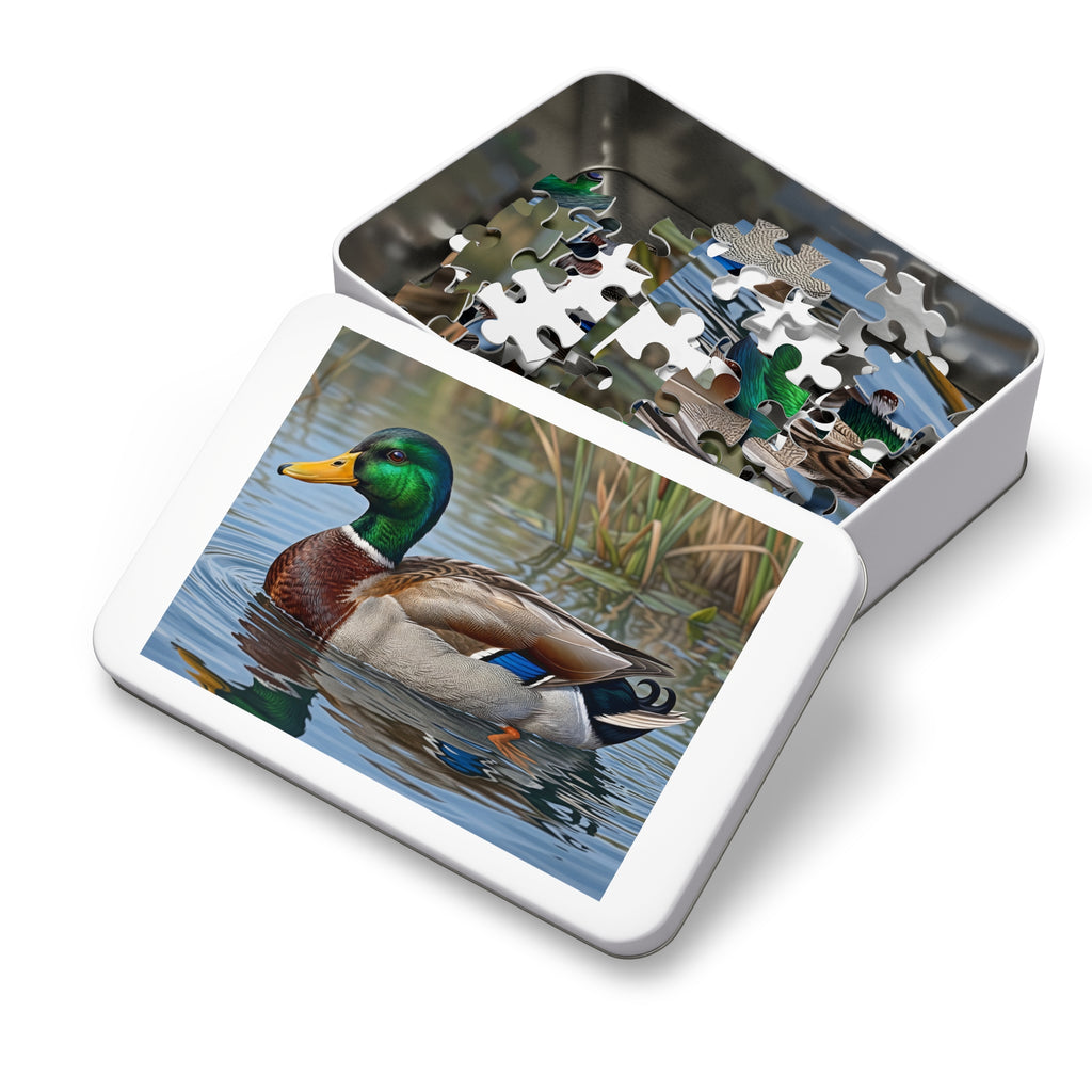 Mallard Duck Jigsaw Puzzle with Tin — Realistic Waterfowl Puzzle Gift